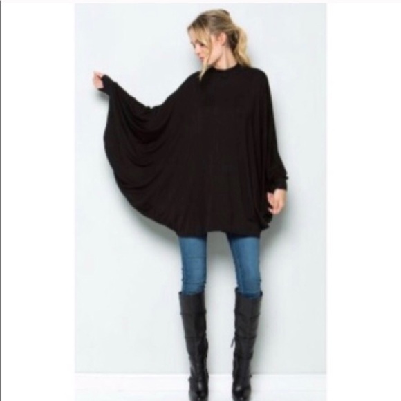 ππBlack Poncho Style Tunicππ - Picture 2 of 3